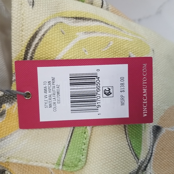 NWT Vince Camuto Amia La Frutta🍋🍏 Print Canvas Shoulder Bag Tote - Picture 7 of 13